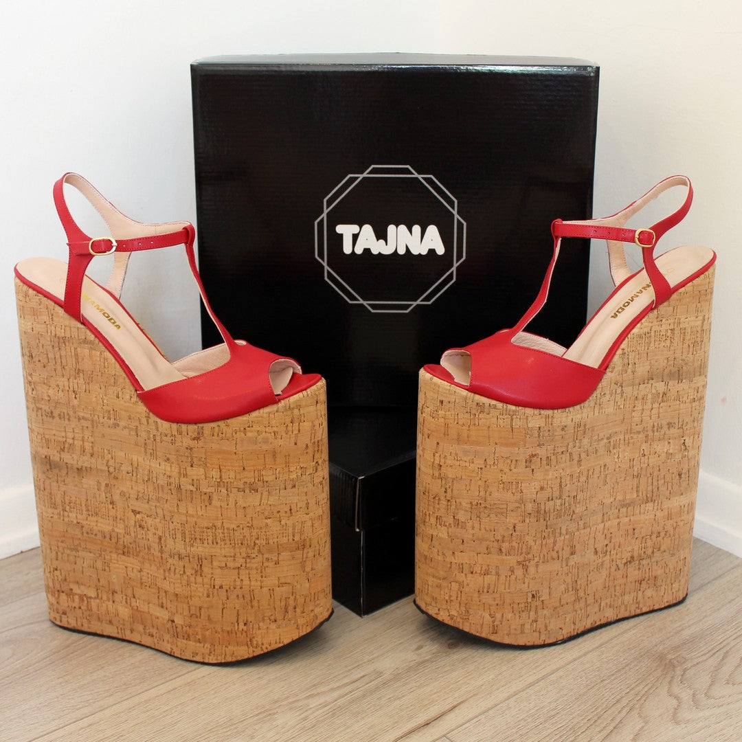 30 cm Super High Heel Show Platforms Light Red Wedge