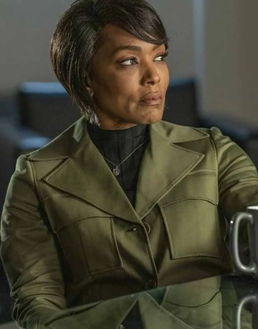 9-1-1 S04 Angela Bassett Green Coat | Athena Grant Olive Belted Coat