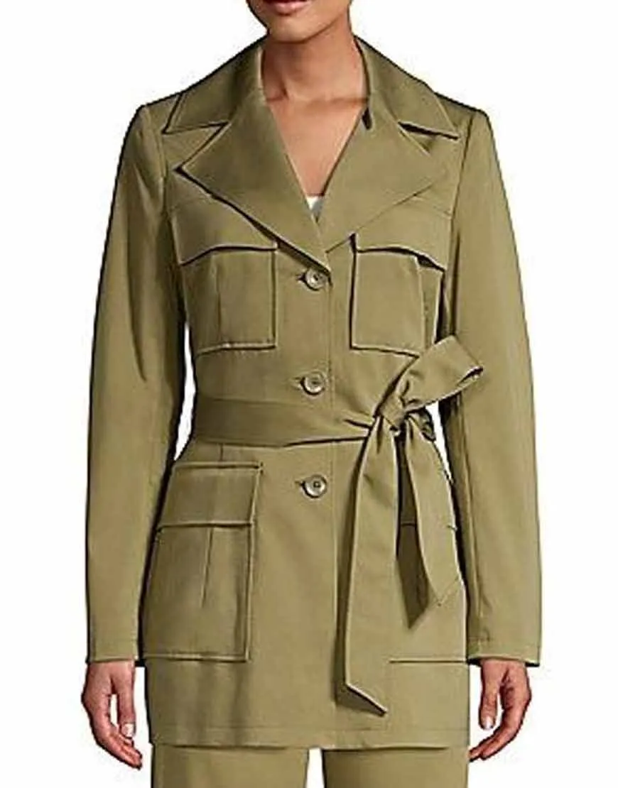 9-1-1 S04 Angela Bassett Green Coat | Athena Grant Olive Belted Coat