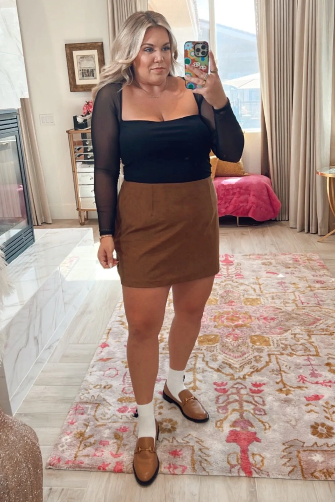 Abercrombie & Fitch Brown Vegan Suede Mini Skort- Size XL (sold out online)