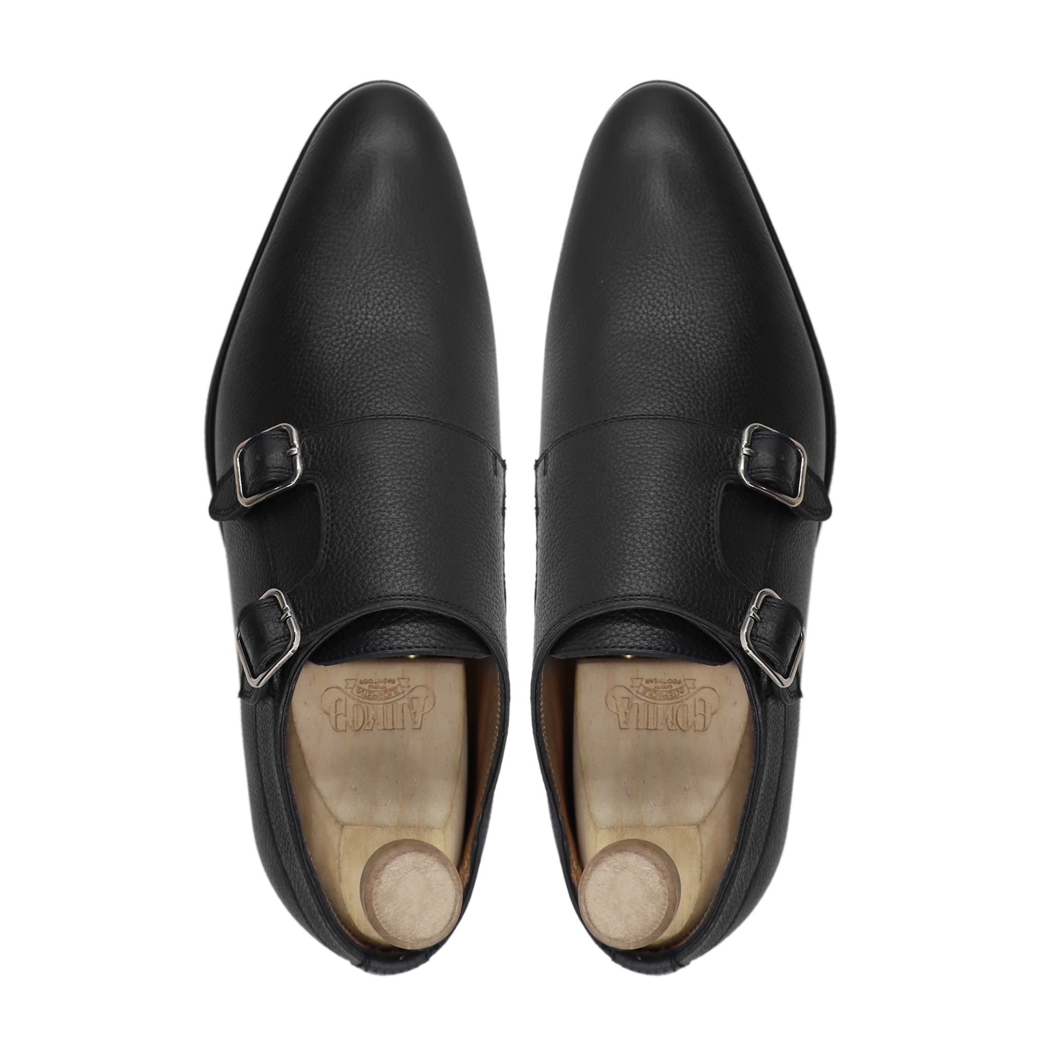 AKRANES - BLACK PEBBLE GRAIN DOUBLE MONKSTRAP