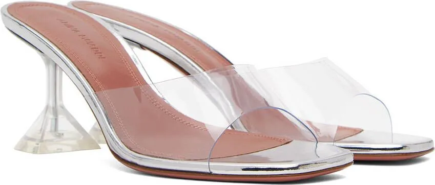 Amina Muaddi Transparent Lupita Glass Slipper Heeled Sandals