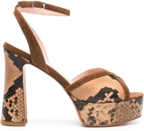 Anna F. 120mm snakeskin effect sandals Neutrals