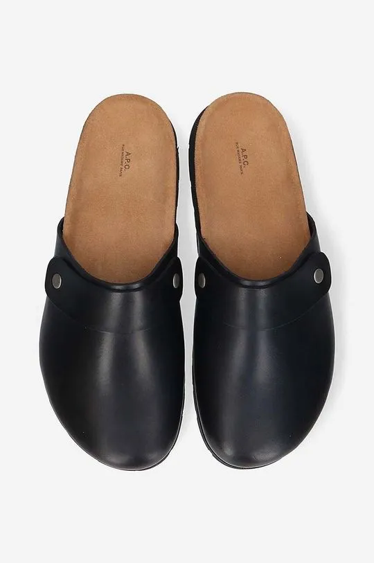 A.P.C. leather sliders men's black color