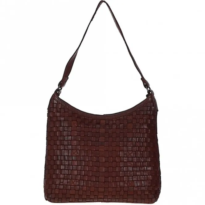 Ashwood Vintage Woven Leather Shoulder Bag Cognac: D-77