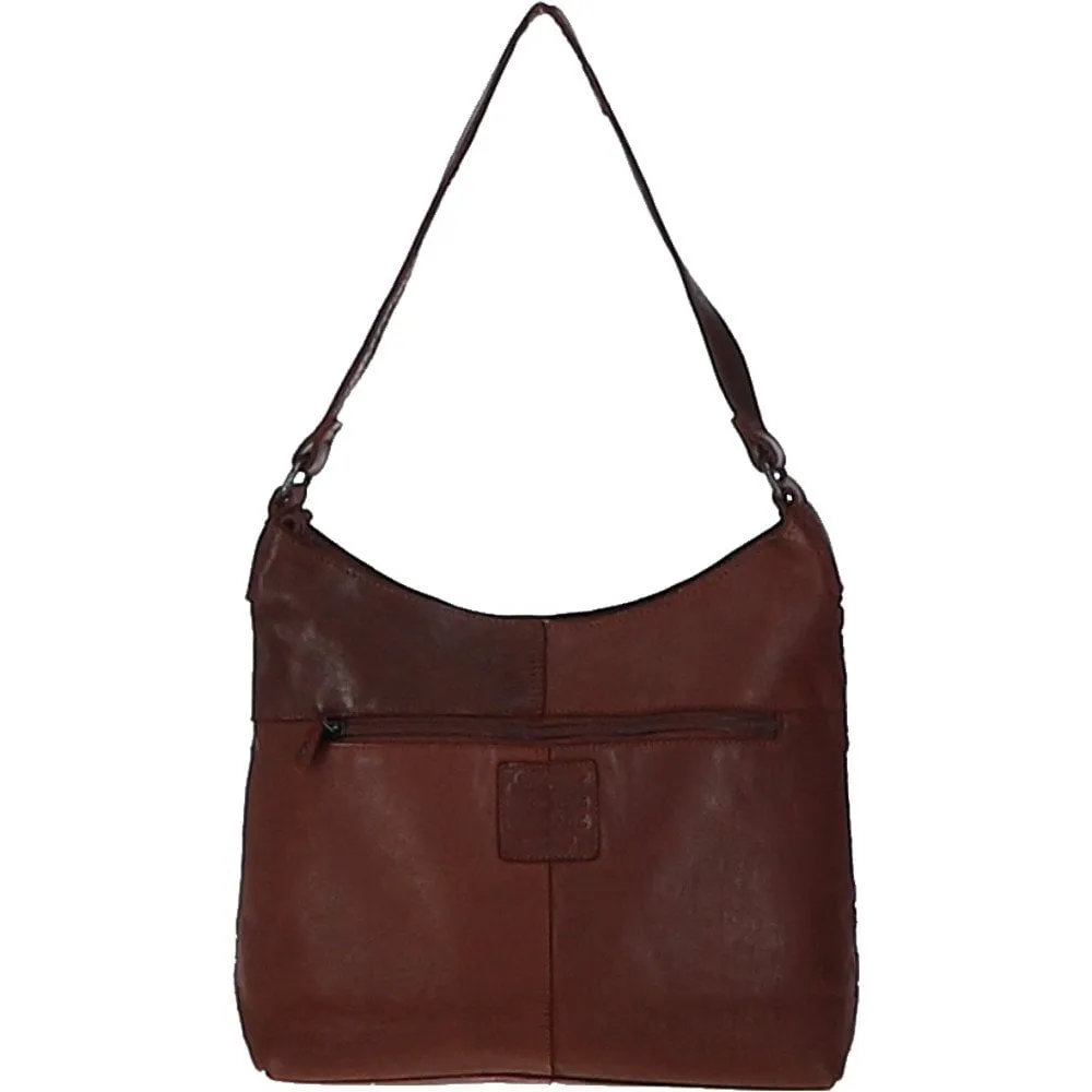 Ashwood Vintage Woven Leather Shoulder Bag Cognac: D-77