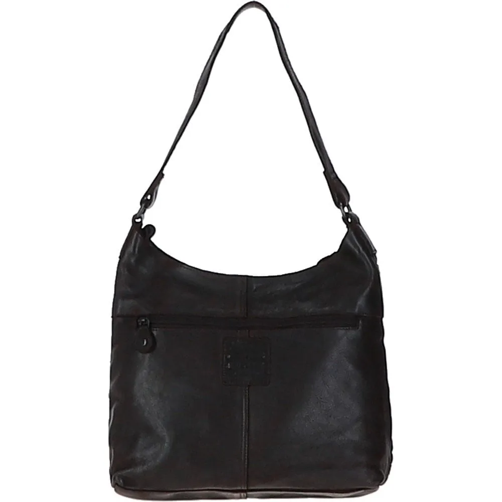 Ashwood Vintage Woven Leather Shoulder Bag Dark Brown: D-77