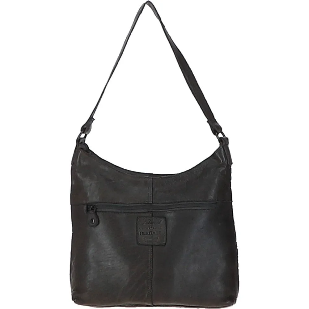 Ashwood Vintage Woven Leather Shoulder Bag Dark Grey: D-77