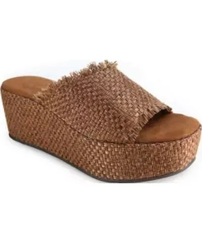 Band of Gypsies Women's JUTE TEXTILE FRINGED PLATFORM SLIDE SANDAL