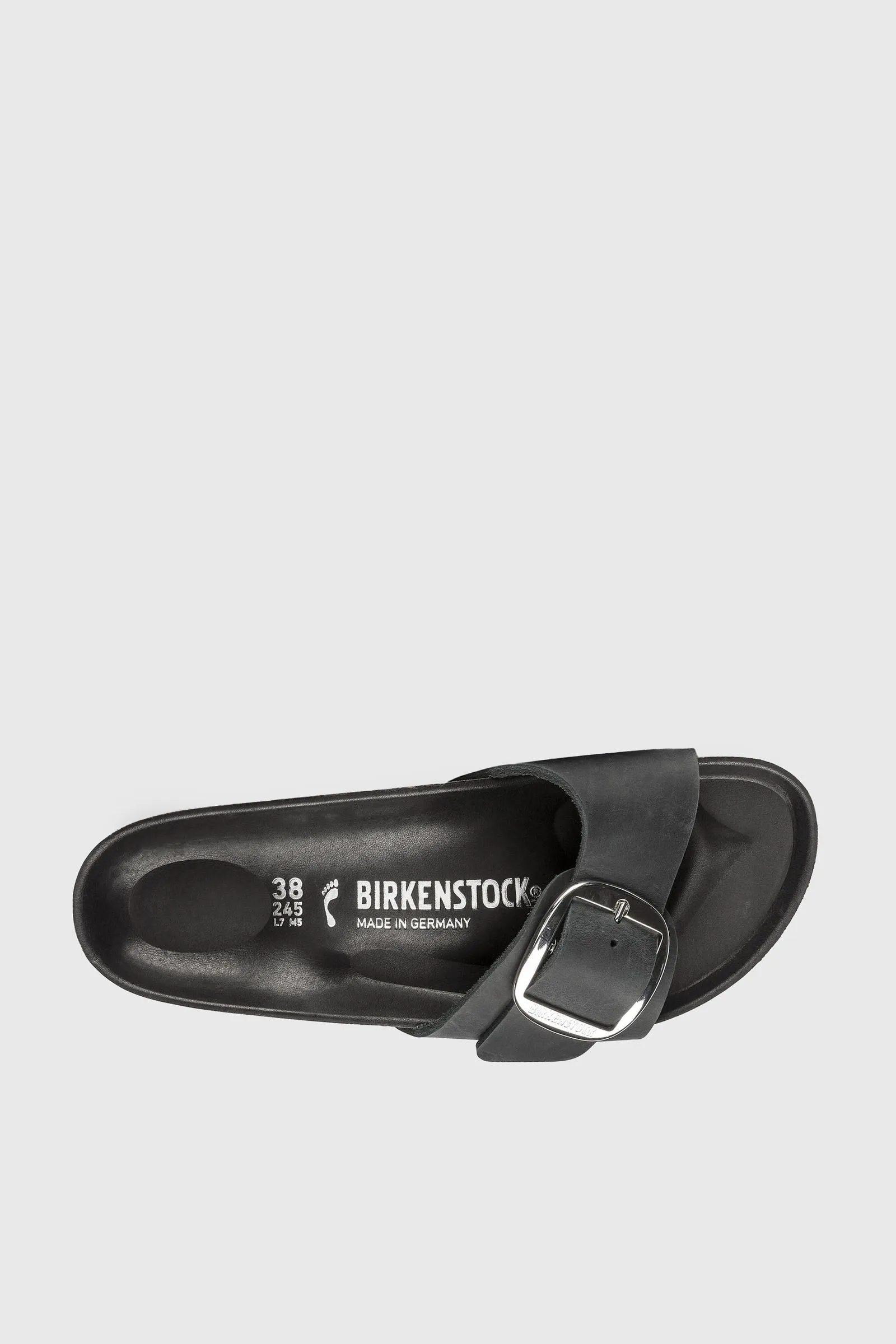 Birkenstock Ciabatta Madrid Big Buckle Pelle Oliata Nero Donna