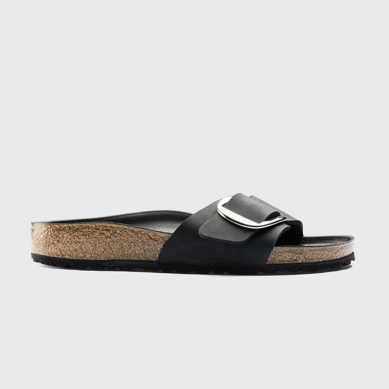 Birkenstock Ciabatta Madrid Big Buckle Pelle Oliata Nero Donna