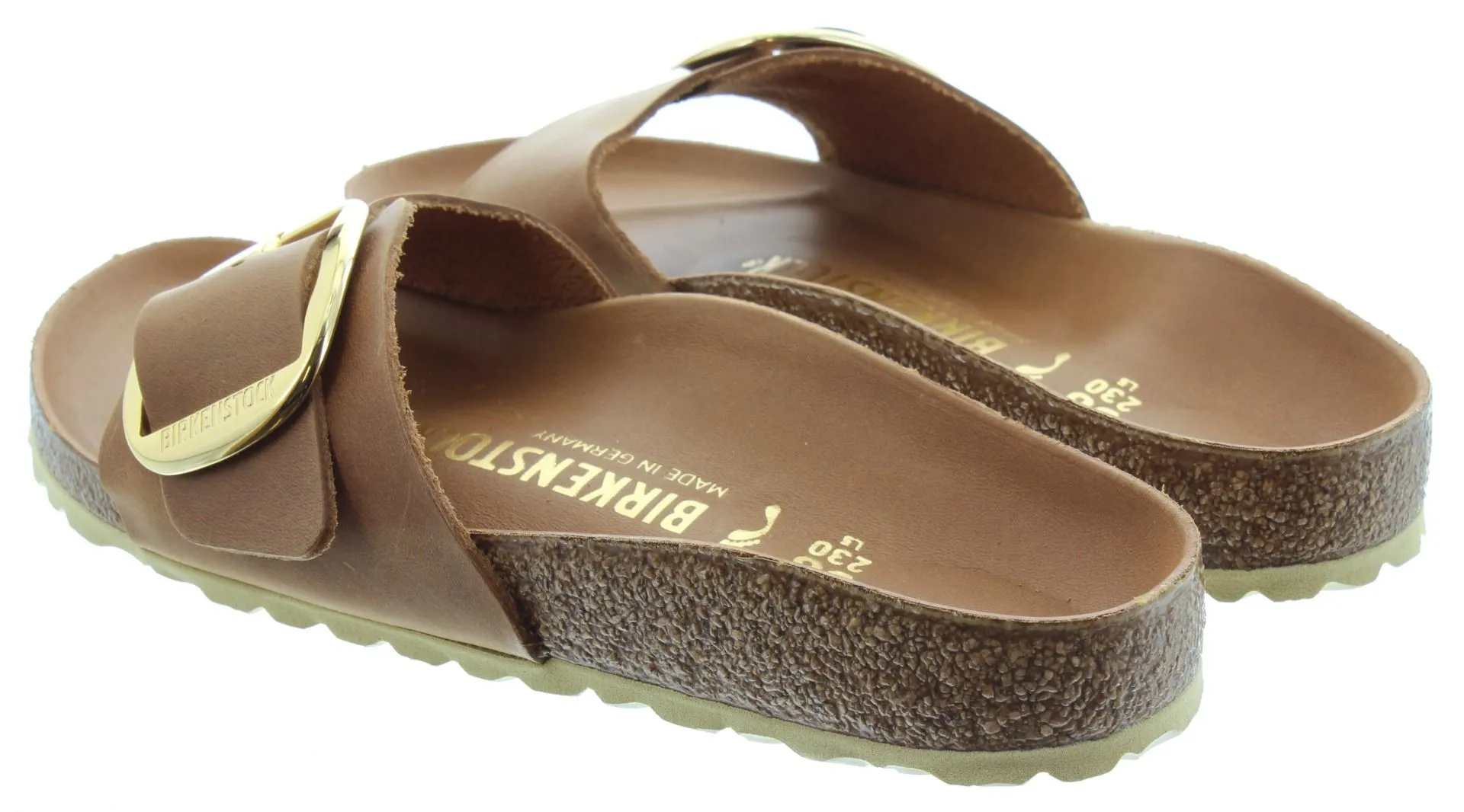 BIRKENSTOCK Ladies Madrid Big Buckle Sandals In Oiled Cognac Leather