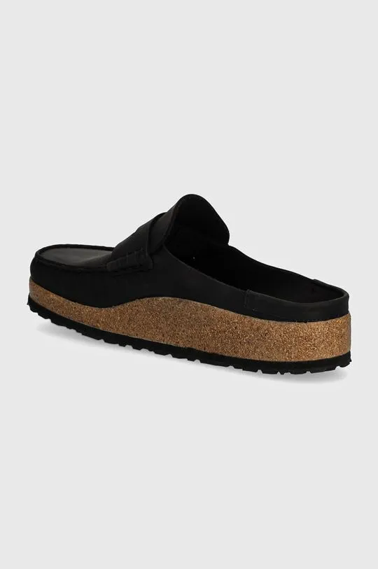 Birkenstock leather sliders Naples men's black color 1025040