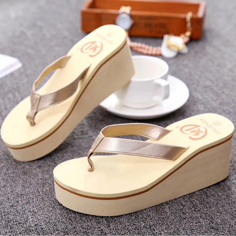 Bohemian Women Shoes High Heels Flip Flops platform wedges women Sals Flip slippers woman shoes designer