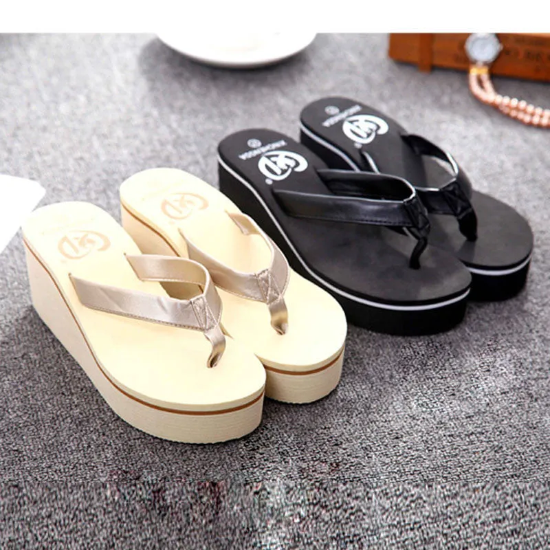 Bohemian Women Shoes High Heels Flip Flops platform wedges women Sals Flip slippers woman shoes designer