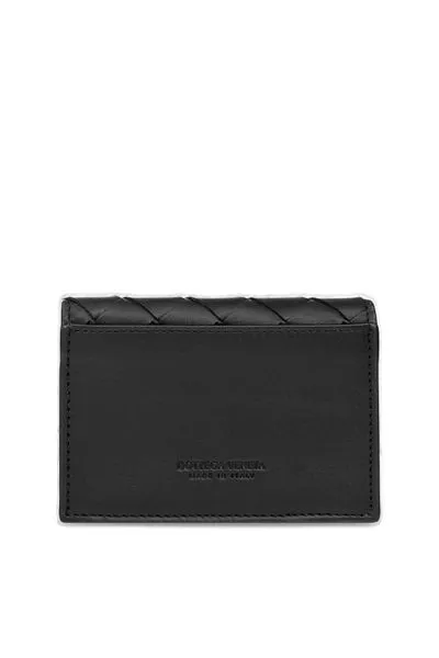 BOTTEGA VENETA Elegant Woven Raffia Card Case with Leather Accents - 11cm x 7.5cm