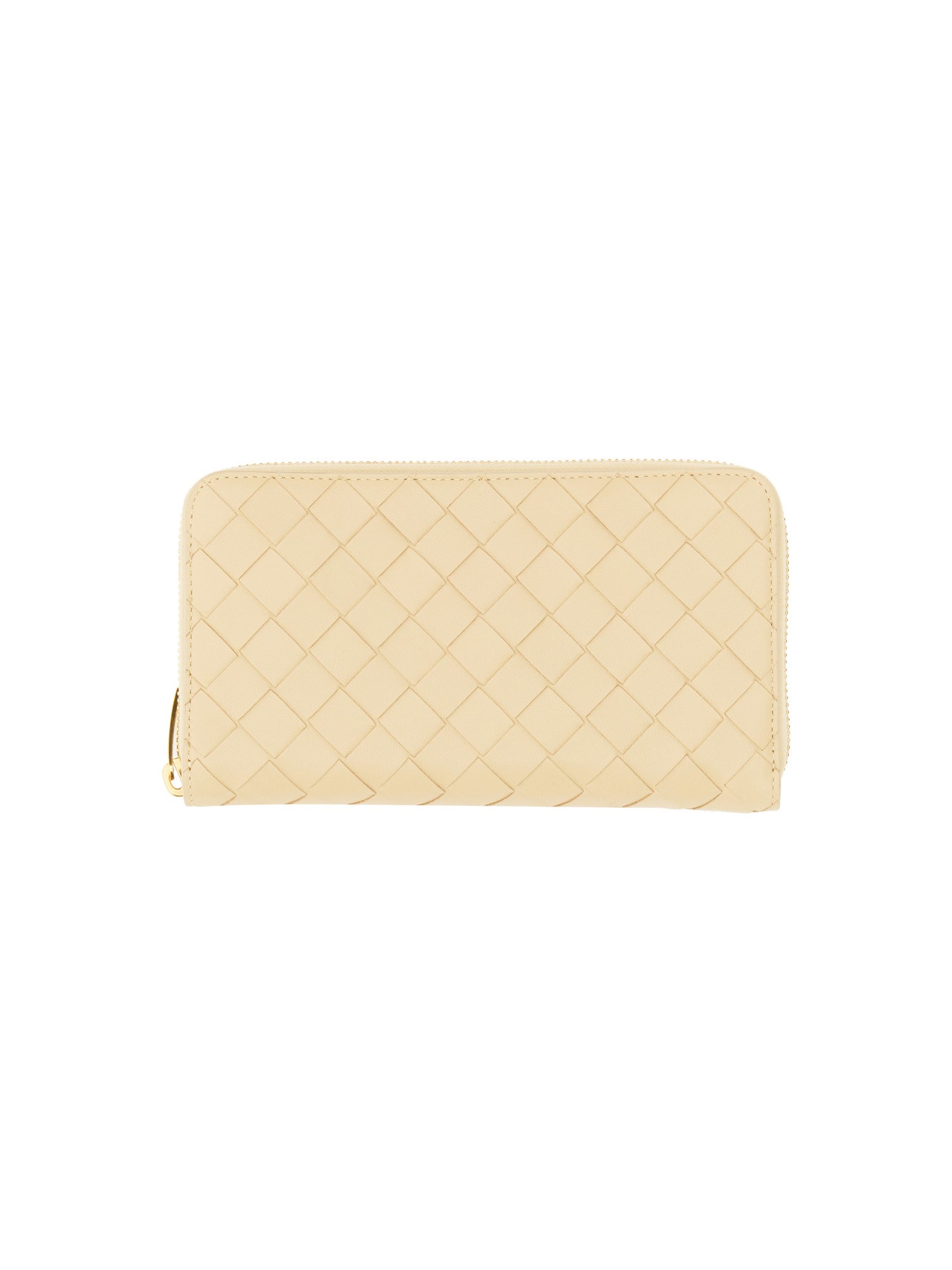 BOTTEGA VENETA    LEATHER ZIPPER WALLET WITH WOVEN PATTERN