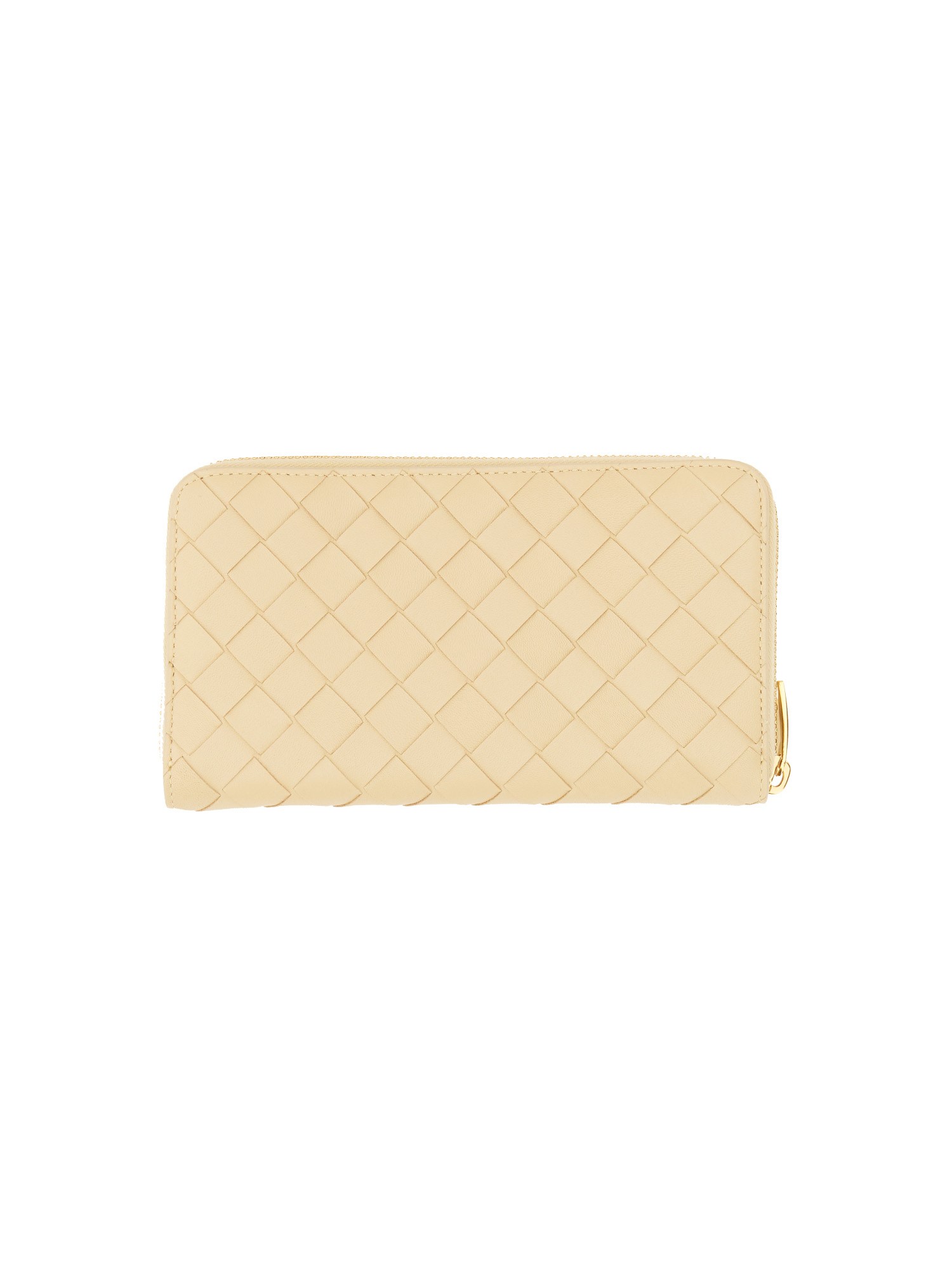 BOTTEGA VENETA    LEATHER ZIPPER WALLET WITH WOVEN PATTERN