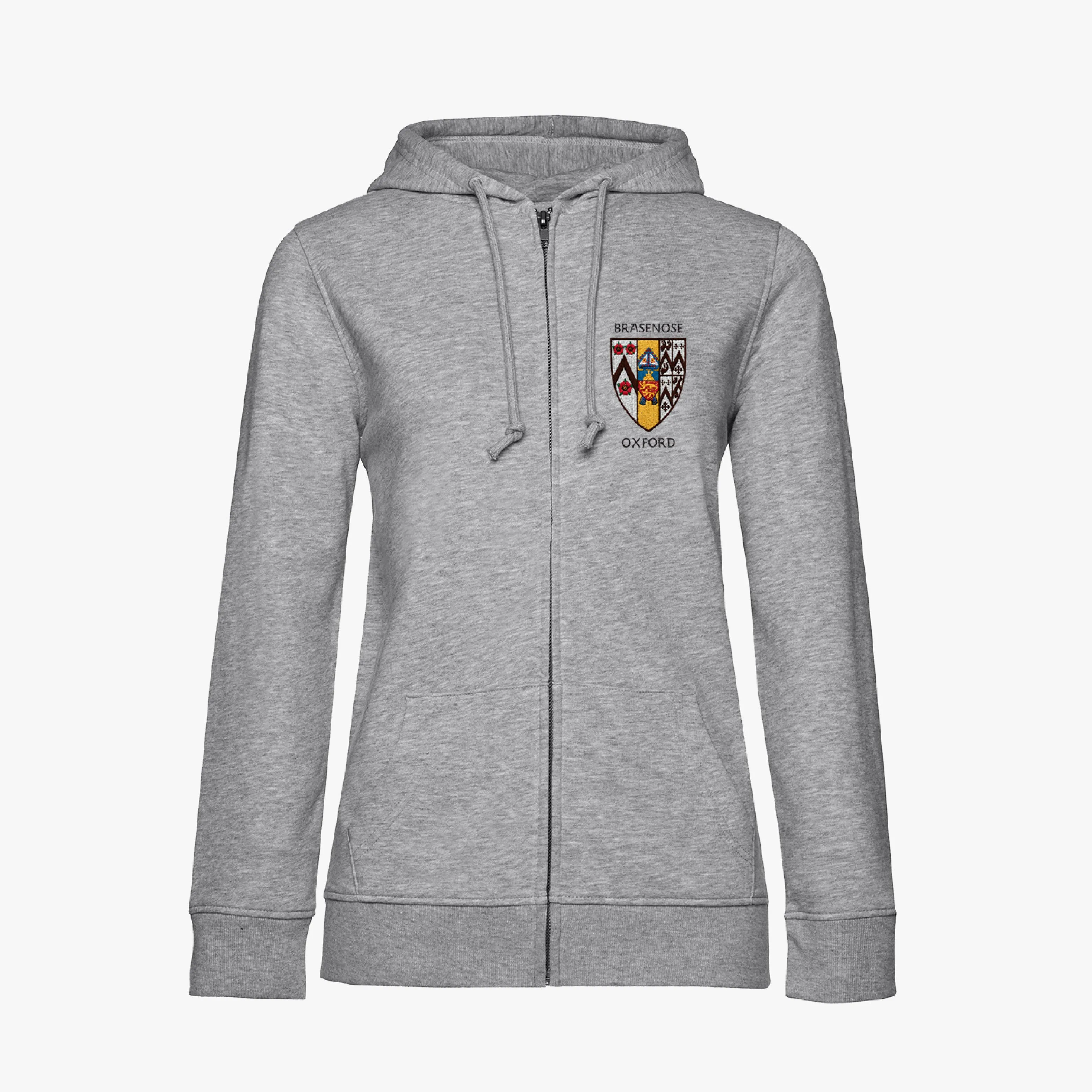 Brasenose College Ladies Organic Embroidered Zip Hoodie