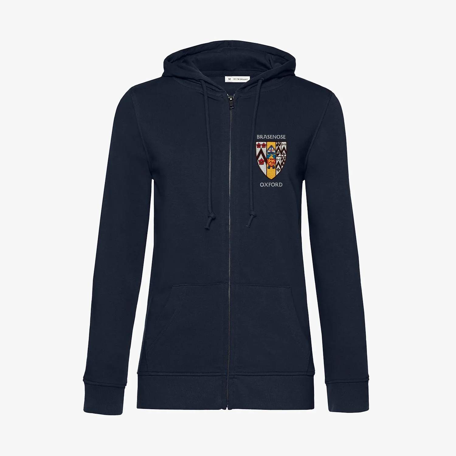 Brasenose College Ladies Organic Embroidered Zip Hoodie