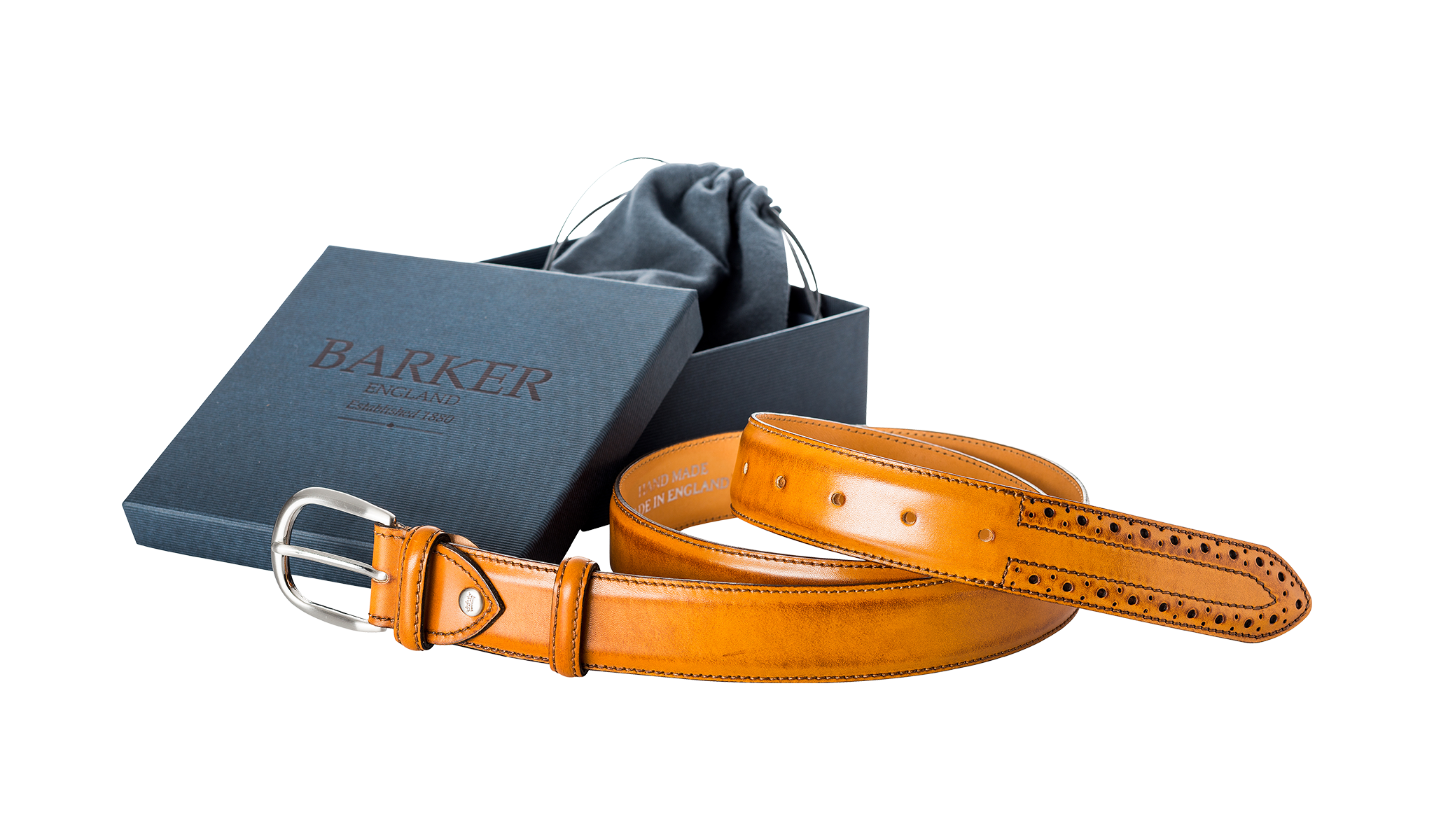 Brogue Men's Leather Belt -Cedar Calf