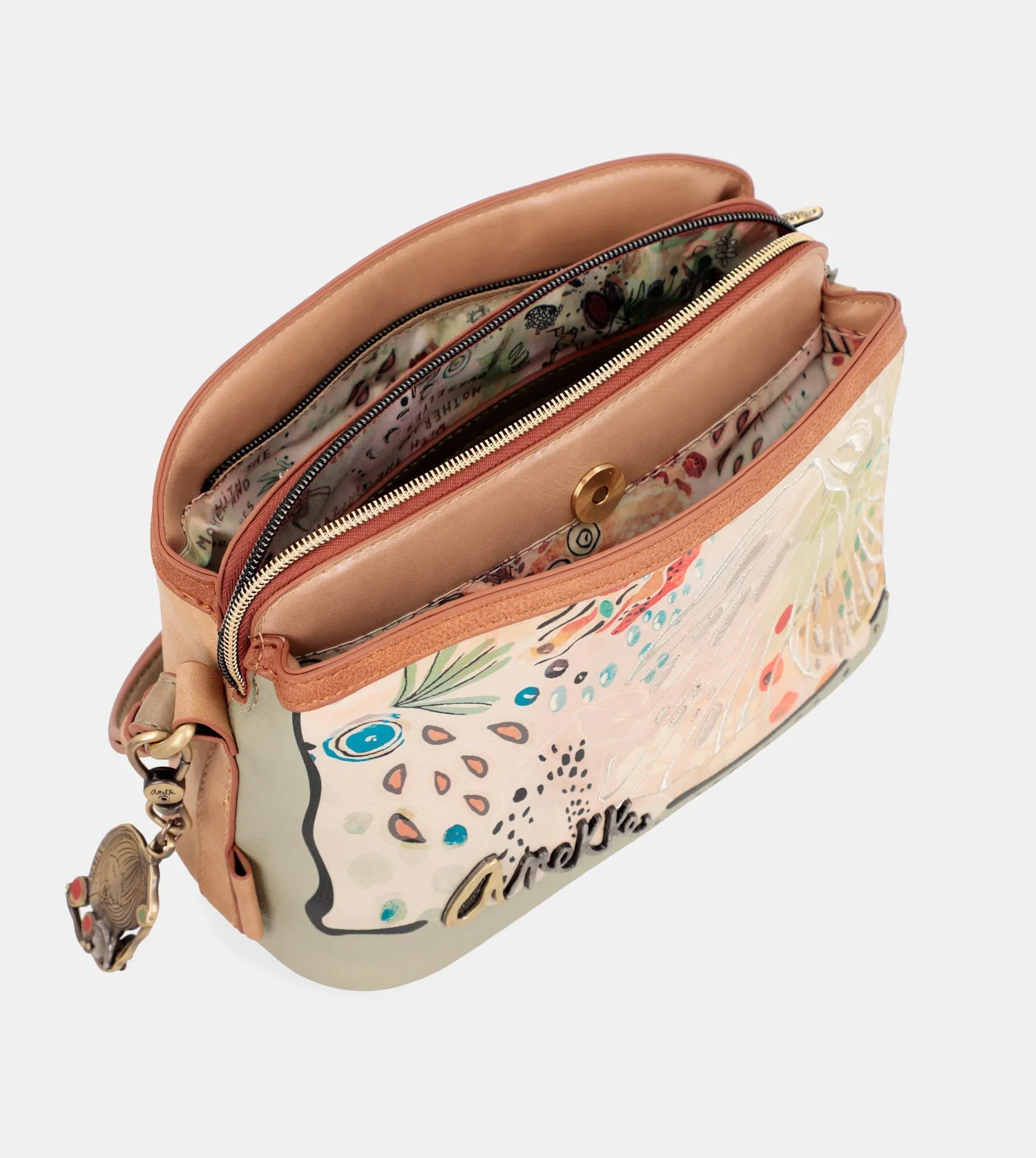 Butterfly crossbody bag with triple compartments