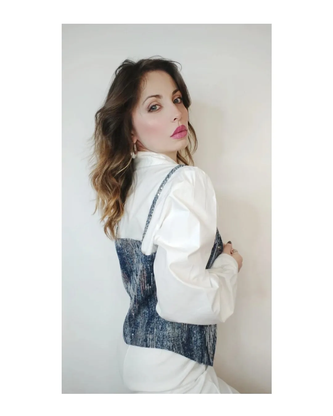 Camicia 100% cotone con bustier jeans e paillettes!