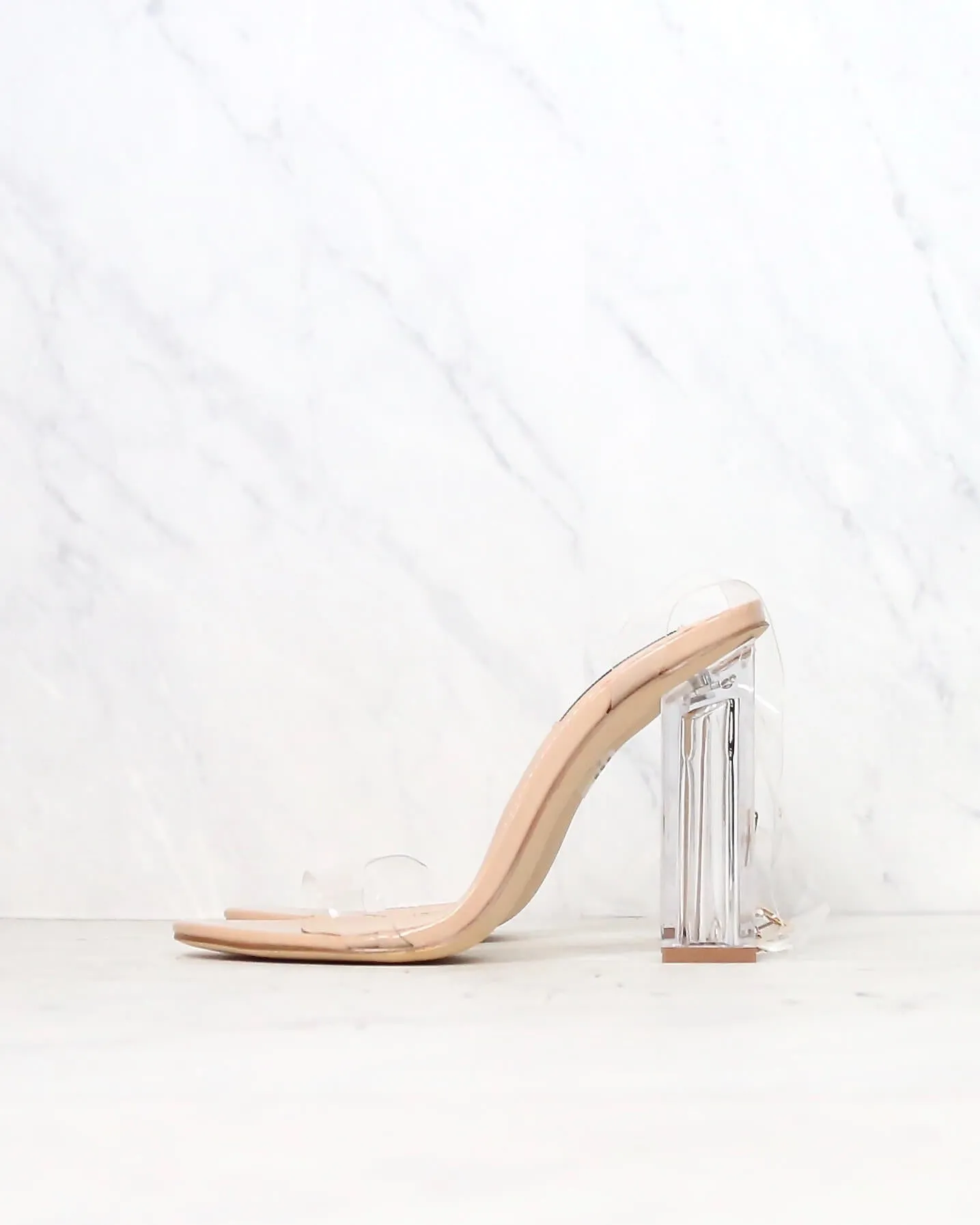 Cape Robbin - Transparent Ankle Strap Chunky Block High Heel - More Colors