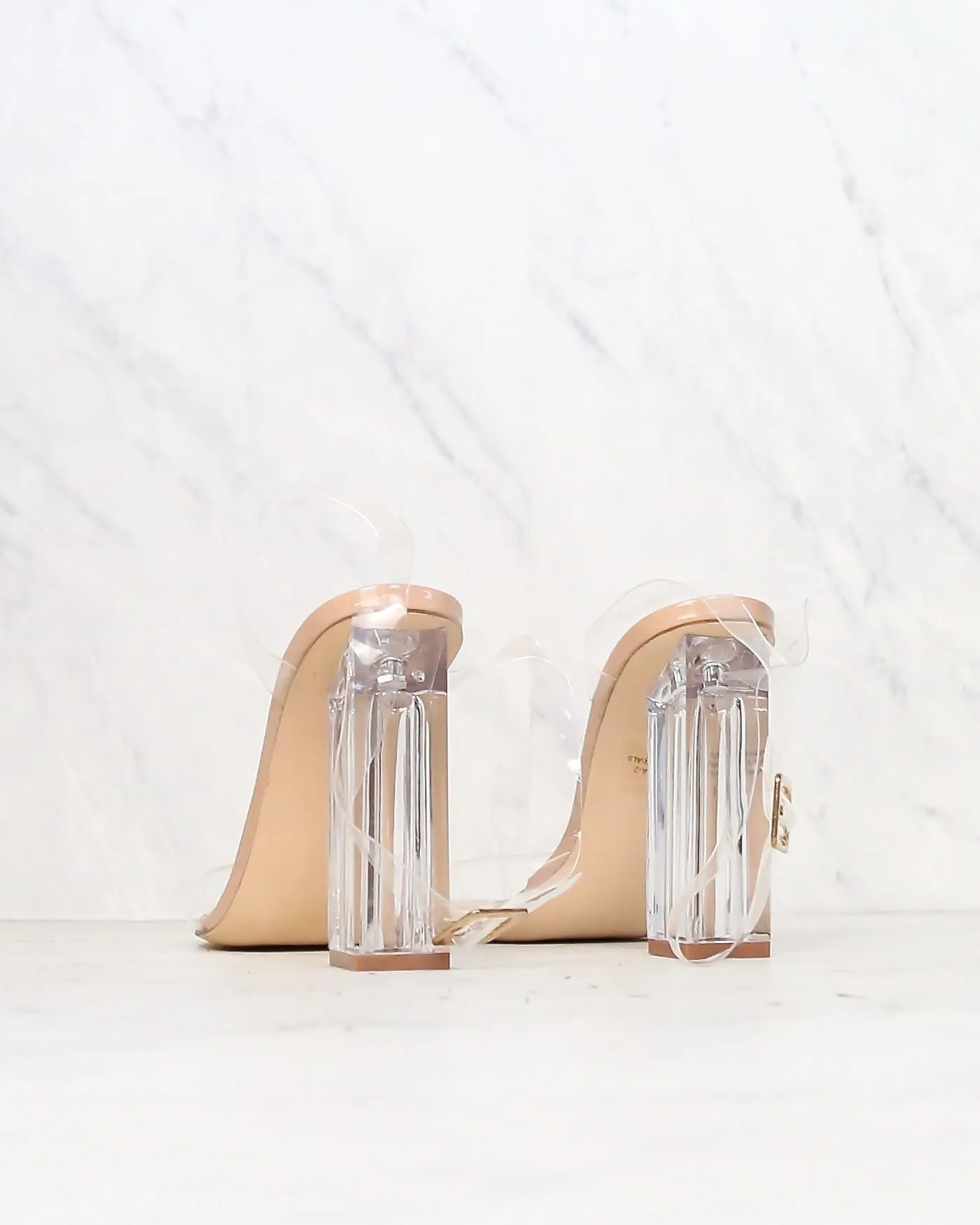 Cape Robbin - Transparent Ankle Strap Chunky Block High Heel - More Colors