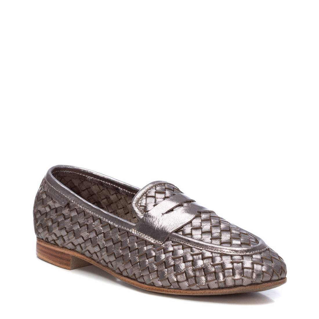 CARMELA Pewter Woven Leather Loafer 161302