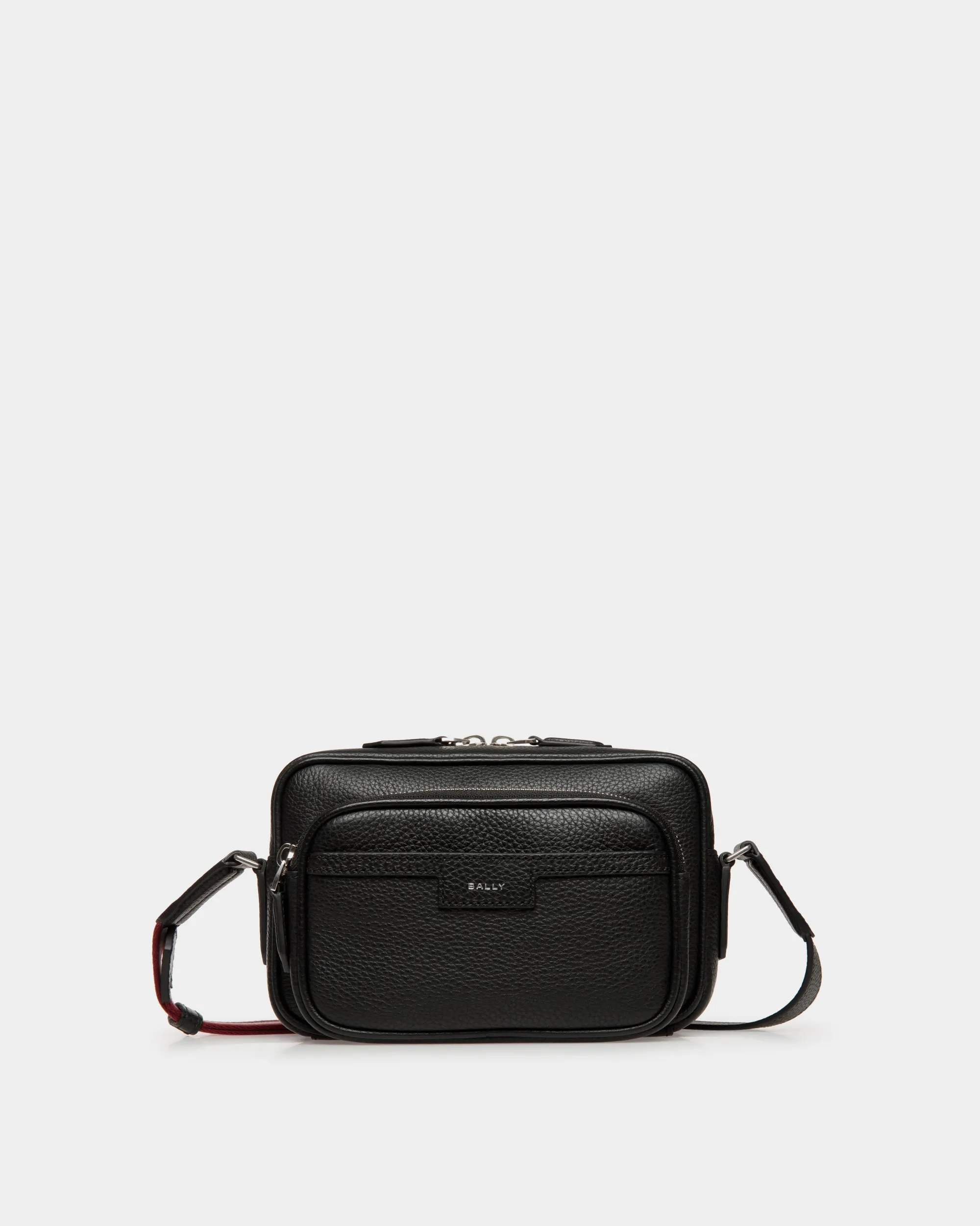 Code Crossbody Bag in Black Grained Leather