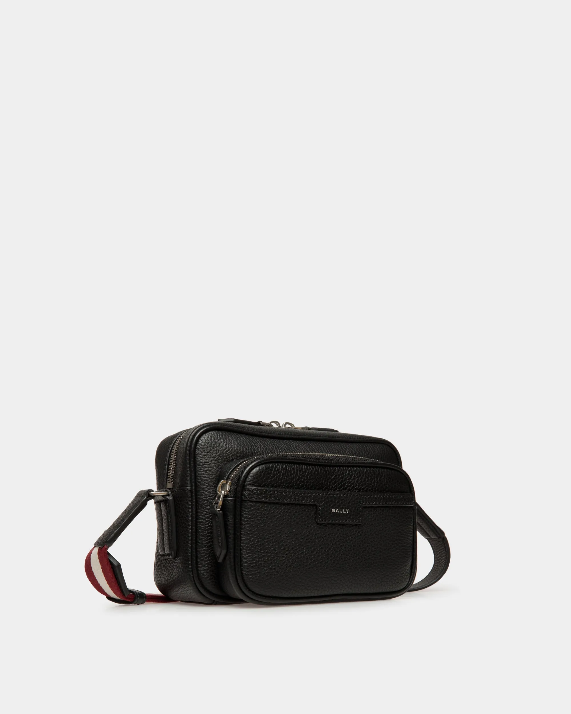 Code Crossbody Bag in Black Grained Leather