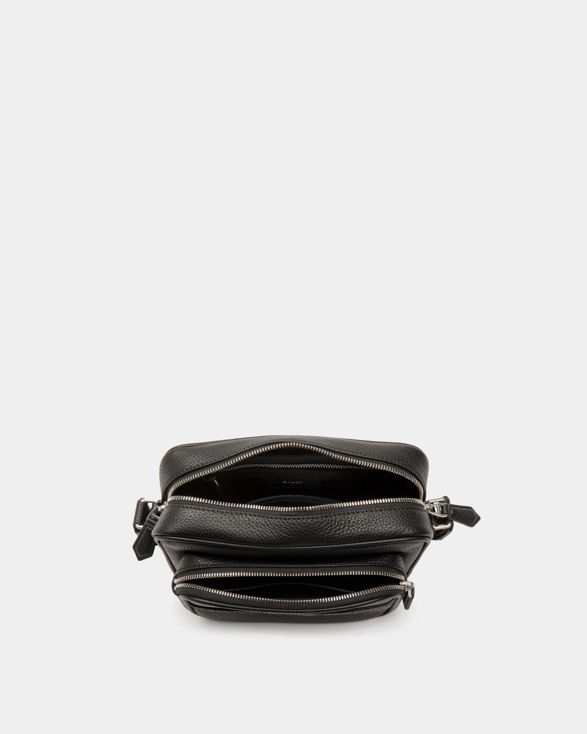 Code Crossbody Bag in Black Grained Leather