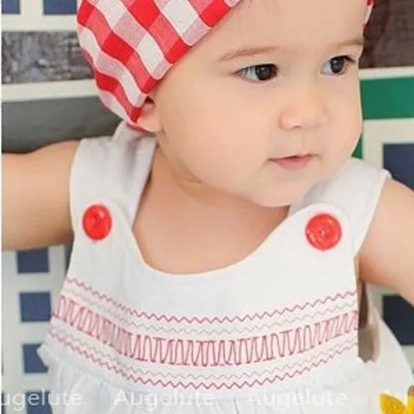 Cute Infant Bbay Girls Plaid Short Pants Clothes Sets Sleeveless Tops Scarf 3pcs Outfit Kids Clothing Set SM6