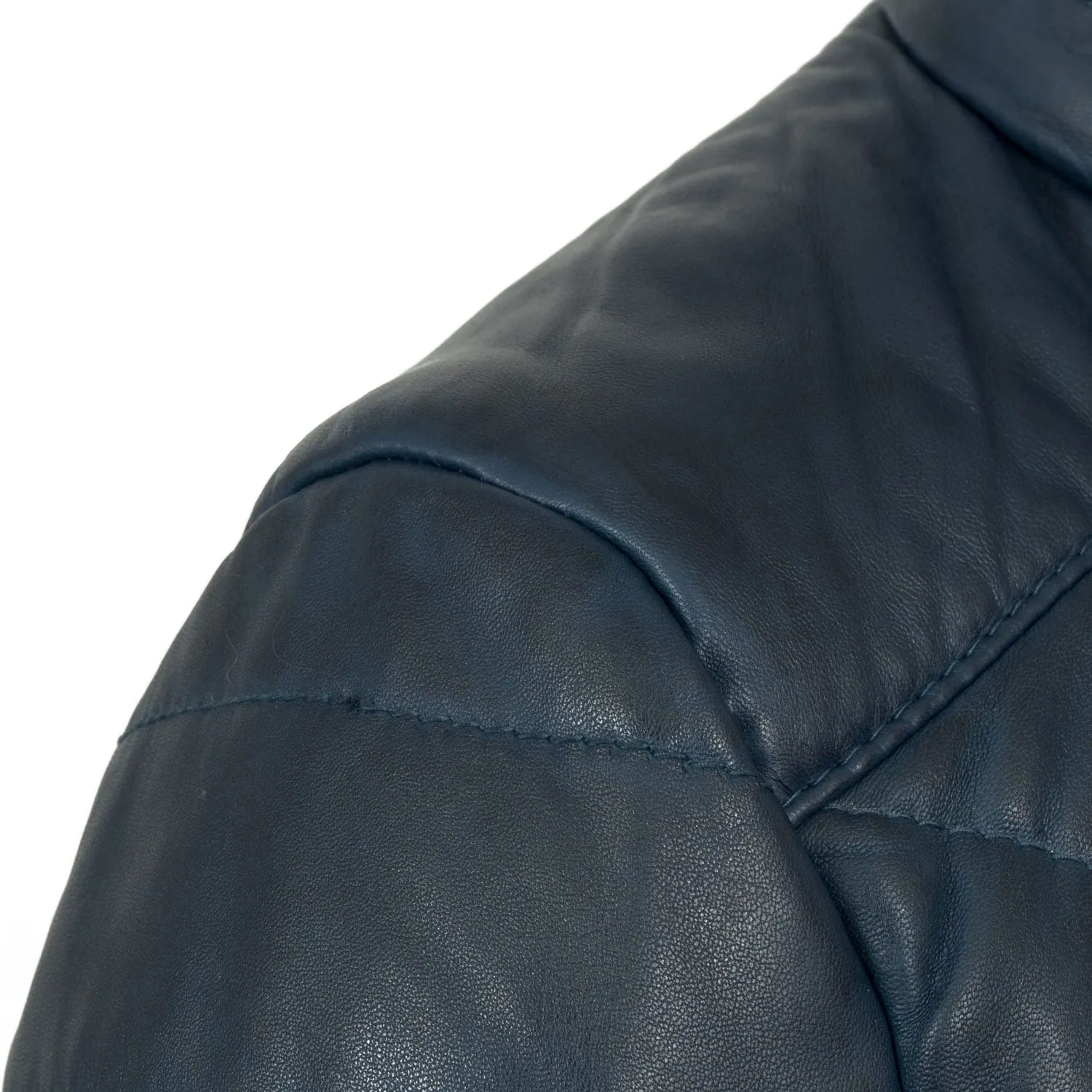 Daisy: Women's Navy Leather Padded Coat