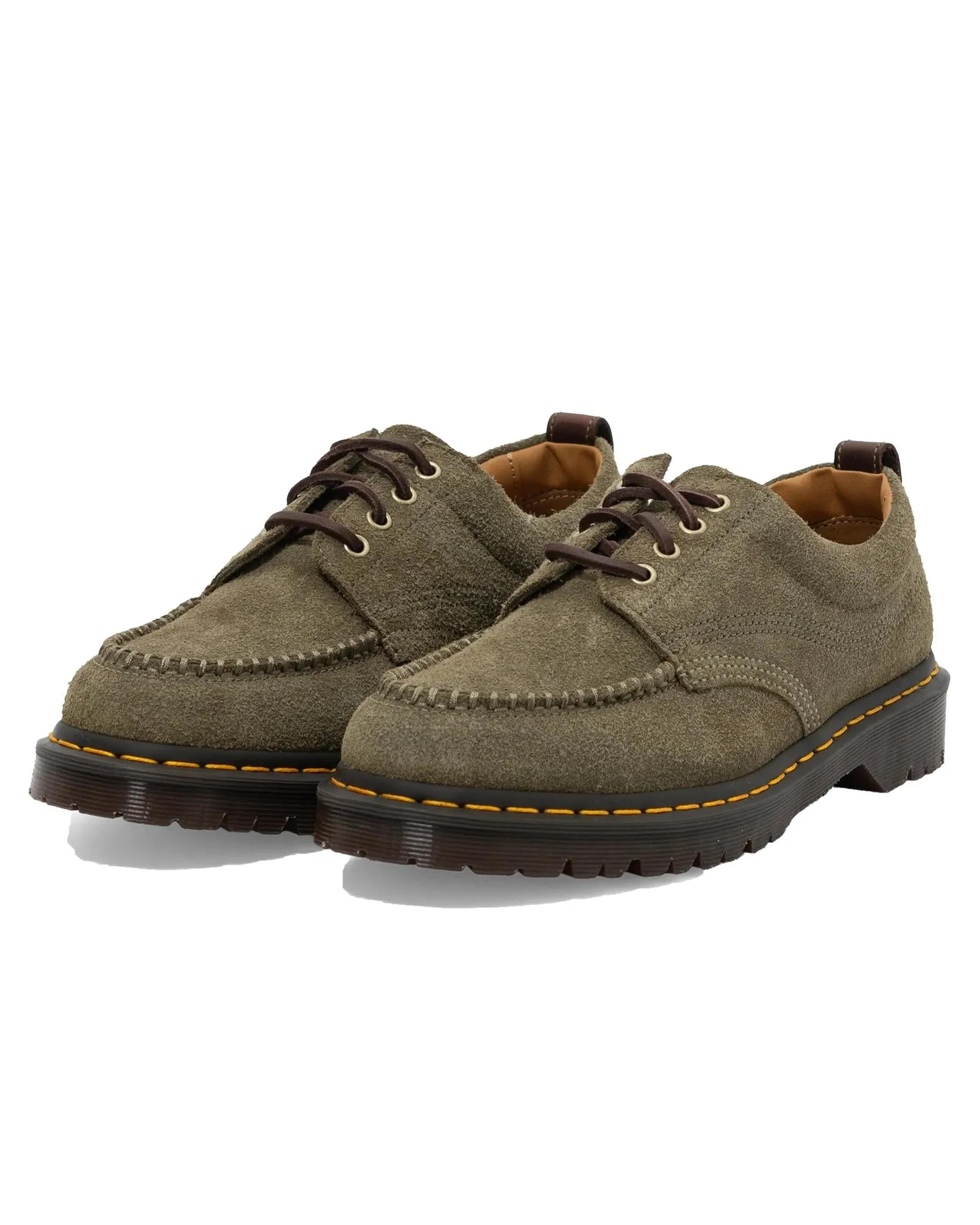 Dr Martens Lowell Dms Olive Hairy Suede & Dark Brown Classic Pull Up