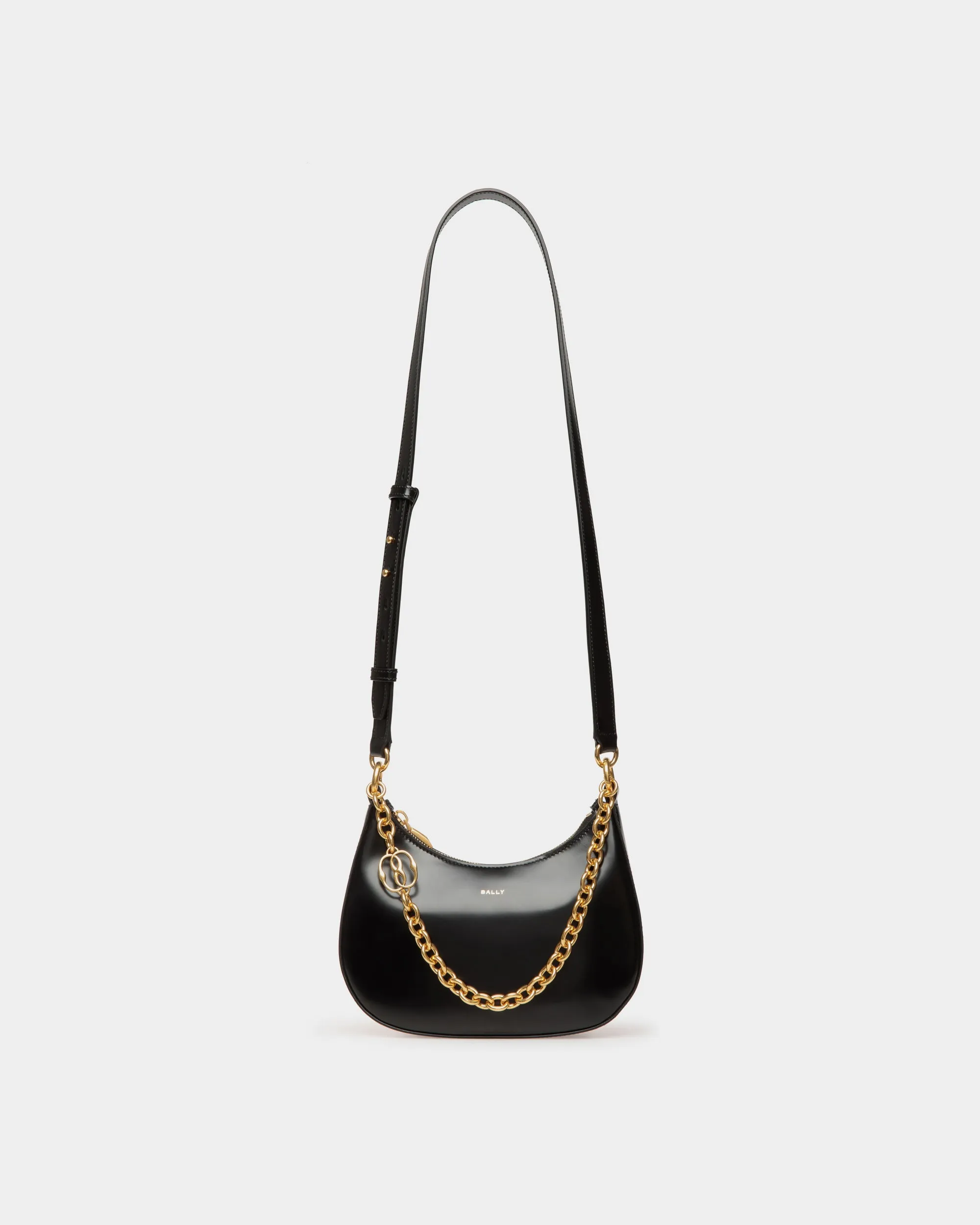 Emblem Mini Crossbody Bag in Black Brushed Leather