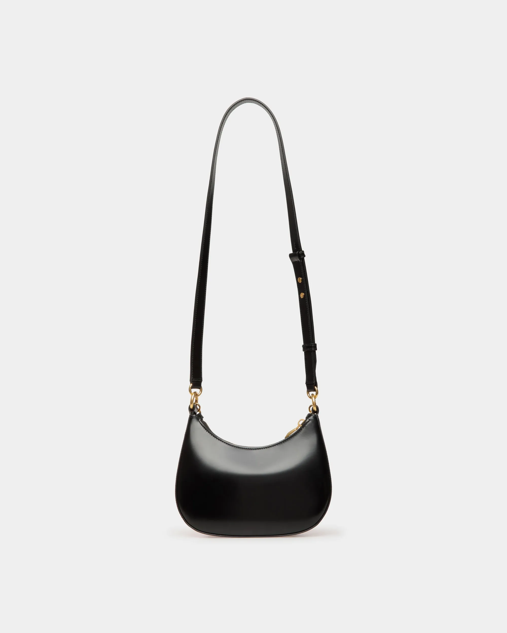 Emblem Mini Crossbody Bag in Black Brushed Leather