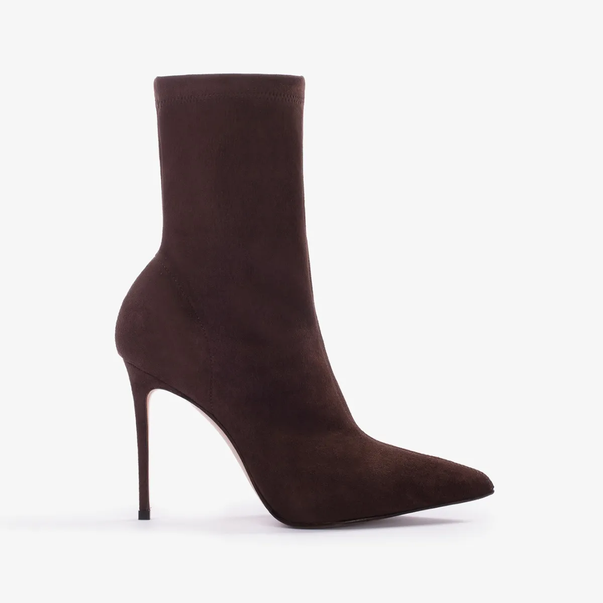 EVA ANKLE BOOT 100 mm Ebony brown stretch suede ankle boot