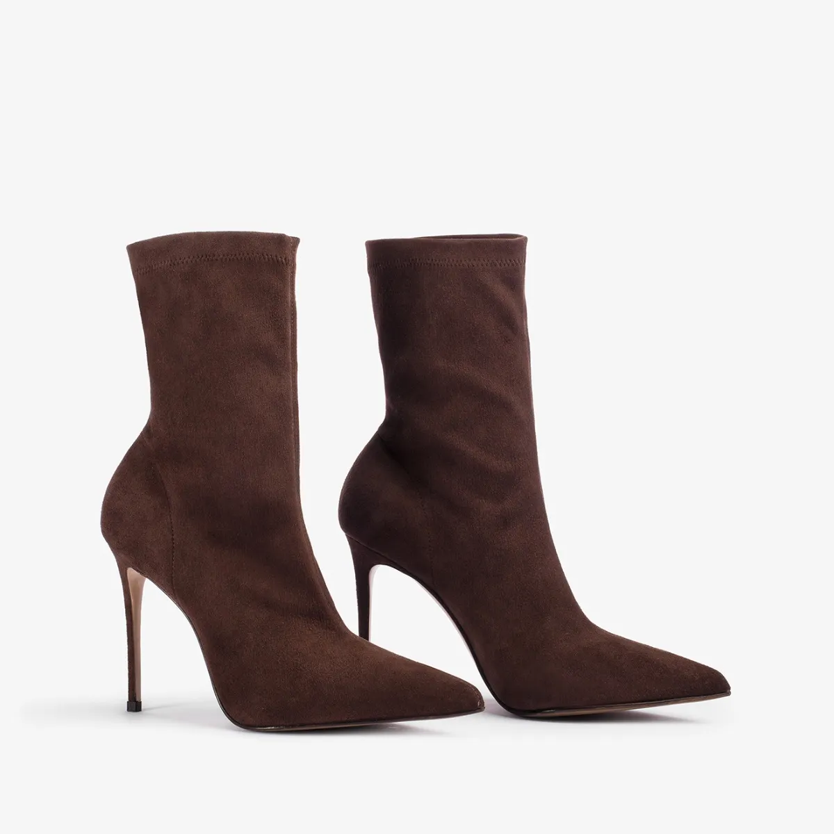 EVA ANKLE BOOT 100 mm Ebony brown stretch suede ankle boot