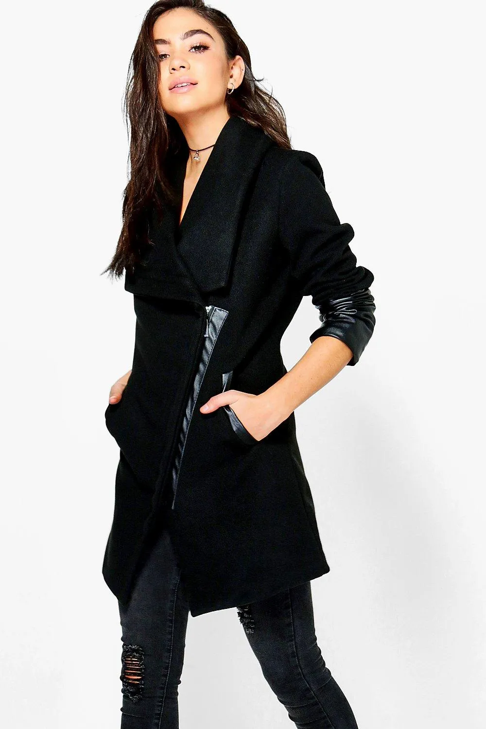 Eve Wrap PU Sleeve Coat