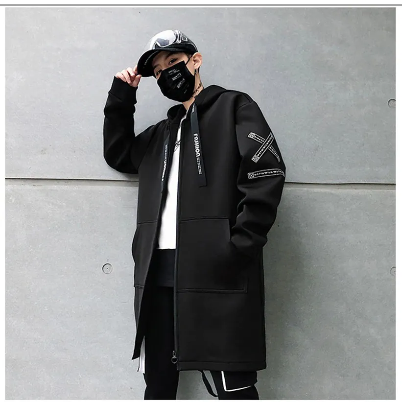 Fashion Long Coat with Printed / Casual Men's Zipper Coat / Alternative Fashion