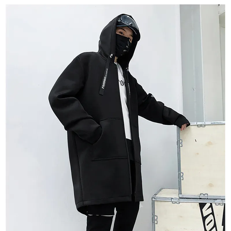 Fashion Long Coat with Printed / Casual Men's Zipper Coat / Alternative Fashion