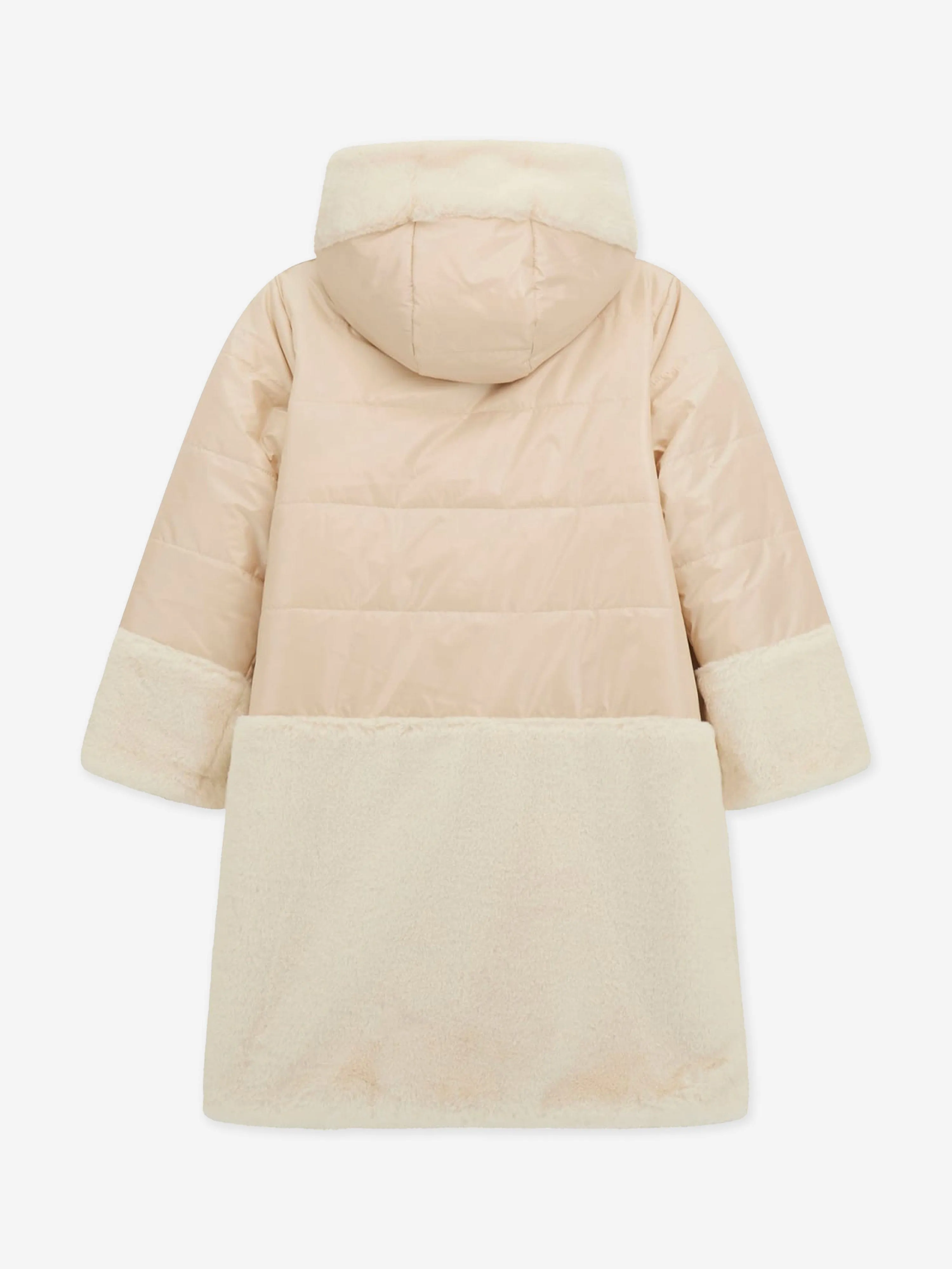 Girls Hooded Reversible Coat in Ivory