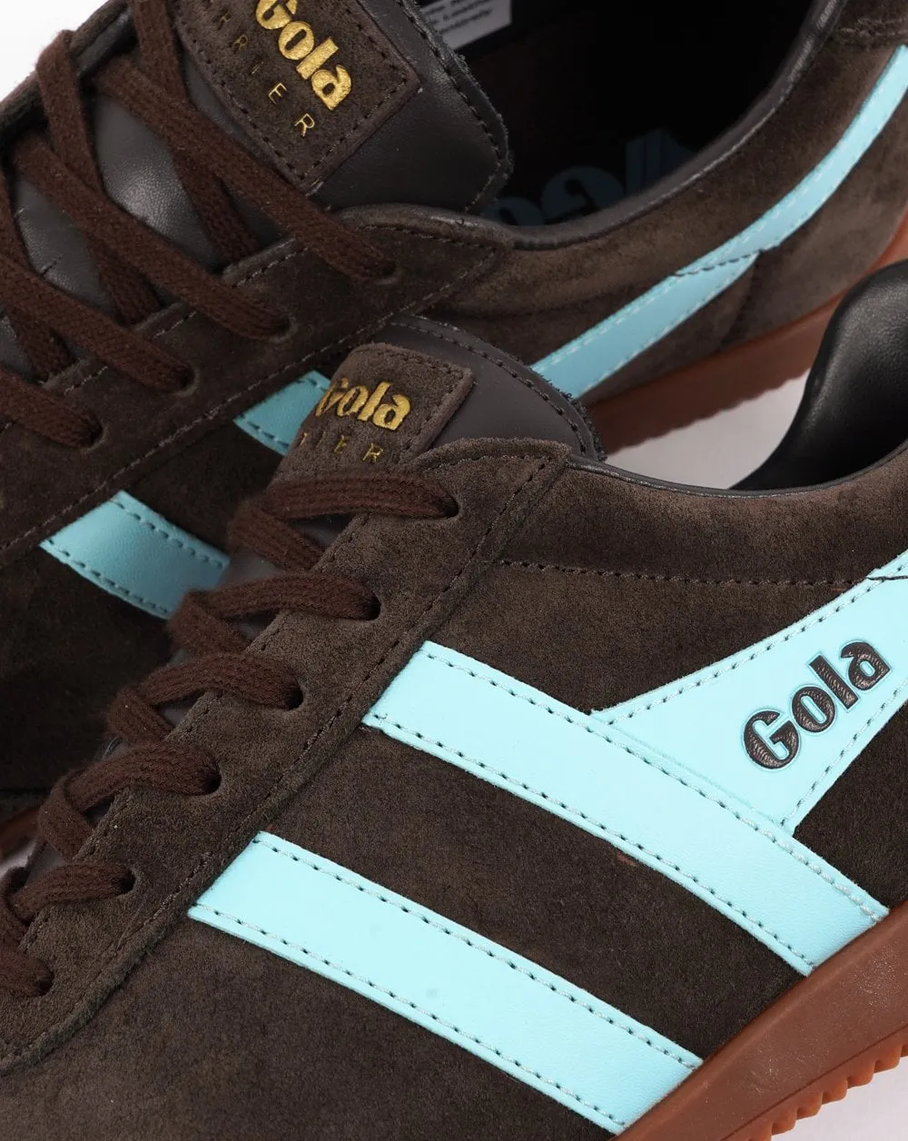 Gola Harrier Suede Trainer Dark Brown/Sky Blue