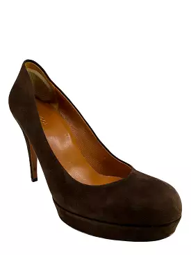 Gucci Brown Suede Platform Pumps Size 9