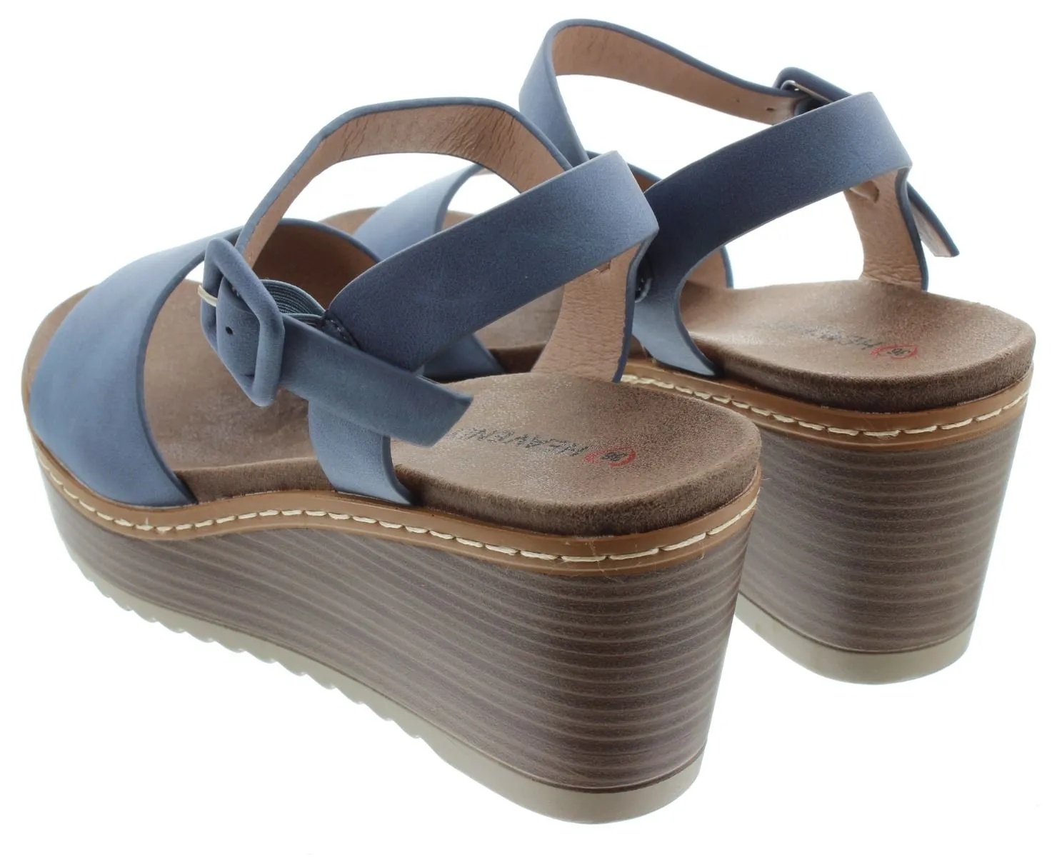 HEAVENLY FEET Ladies Orion Wedge Sandals In Blue