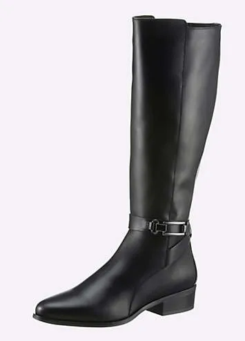 Heine Leather Ankle Strap Knee High Boots | Grattan