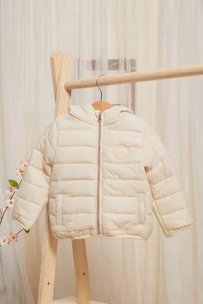 Infant Girls Ivory Padded Hooded Jacket