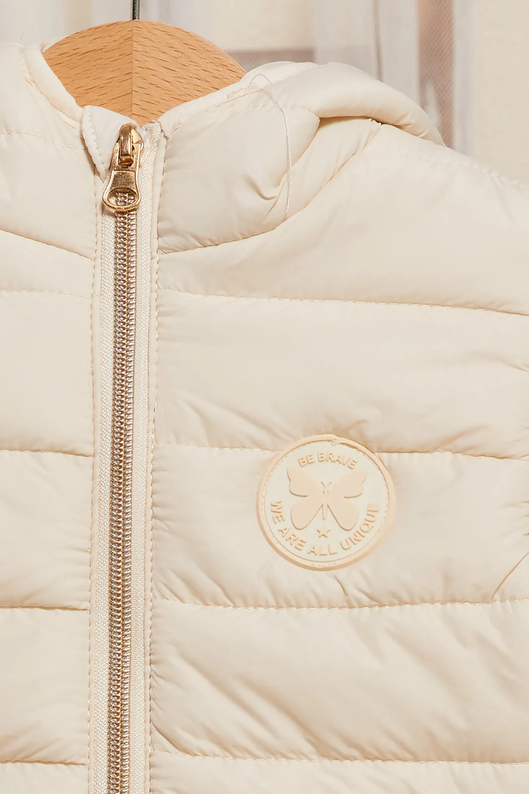 Infant Girls Ivory Padded Hooded Jacket